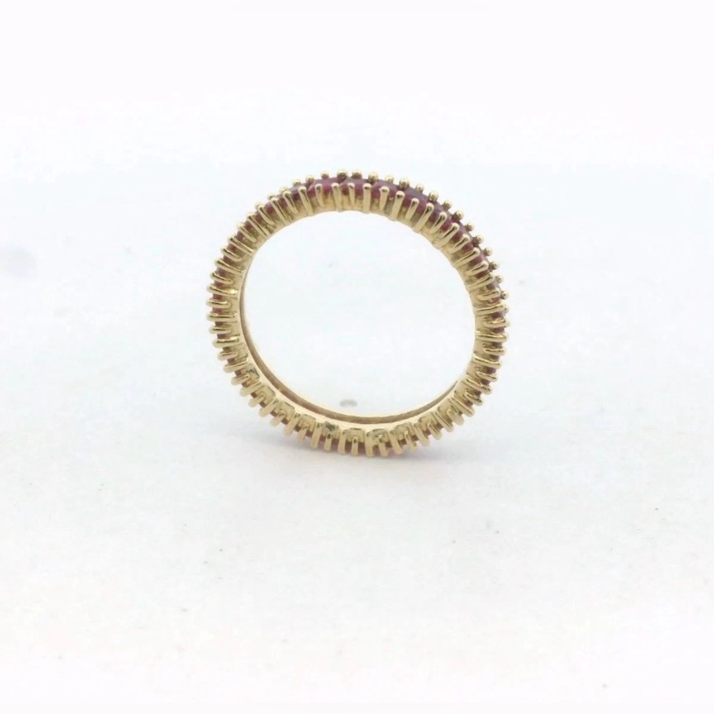 14k Yellow Gold Square Cut Ruby Stackable Eternit… - image 3